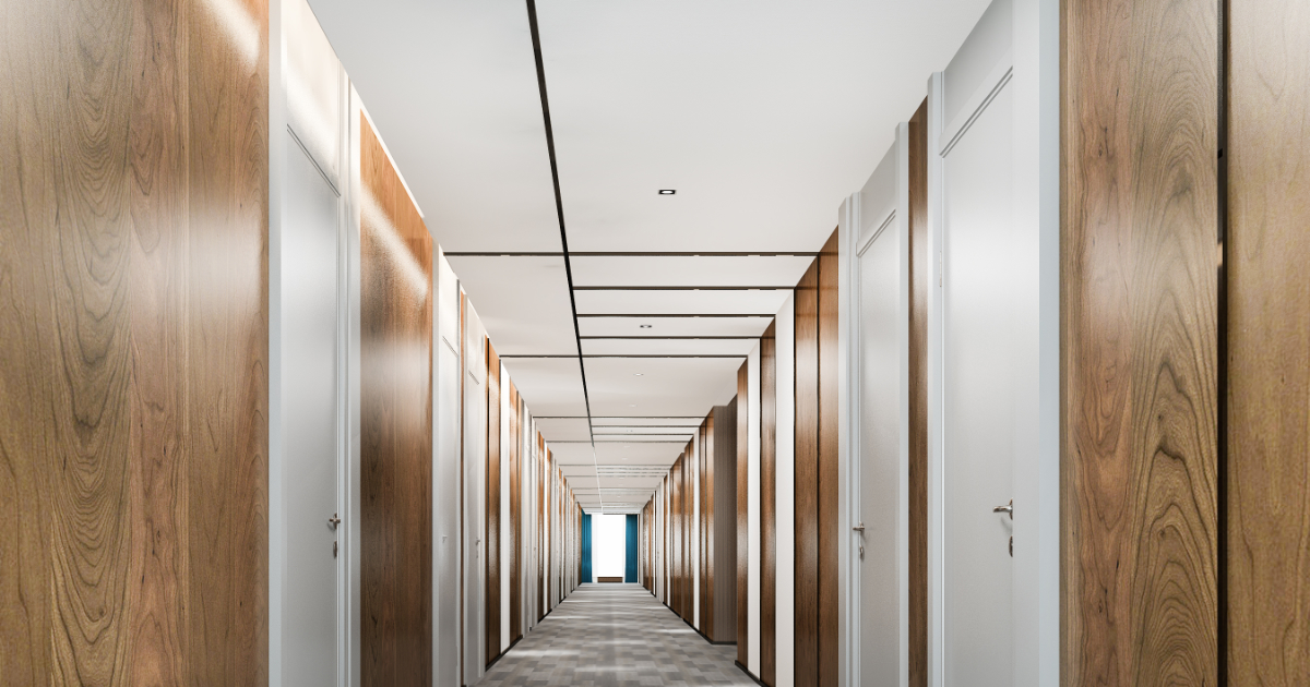 iluminación LED pasillo edificio